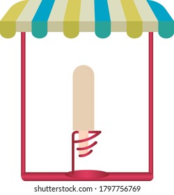 single flavor circular shaped ice cream cone or popsicle. white background with frame
