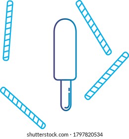 single flavor circular shaped ice cream cone or popsicle degraded blue lines. white background