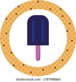 single flavor ice cream or popsicle icon. white background with yellow texture