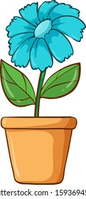 Single flower in clay pot illustration