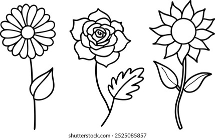 Single flower doodles drawing vector illustration