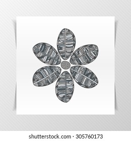 Single Flower graphic Pattern on Paper. Ethnic Tattoo Design