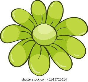 Single flower in green color illustration