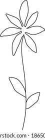 Einzelblume, handgezeichnet, botanische Illustration der feinen Linie, Design-Element der Blumen, Vektorkonturzeichnung