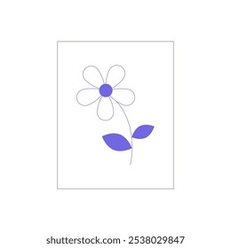 Single Flower Illustration In Flat Vector Symbolizing Simplicity, Nature, And Growth, Isolated On White Background.