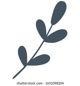 single flower, leaf, plant, twig. Vector. doodle. Isolated on a white background. for design, cards, invitation