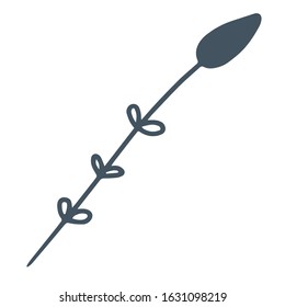 single flower, leaf, plant, twig. Vector. doodle. Isolated on a white background. for design, cards, invitation