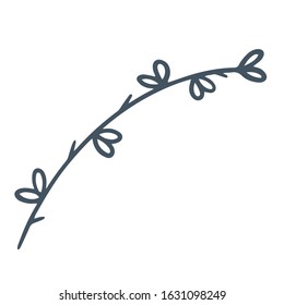single flower, leaf, plant, twig. Vector. doodle. Isolated on a white background. for design, cards, invitation