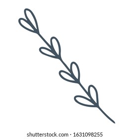 single flower, leaf, plant, twig. Vector. doodle. Isolated on a white background. for design, cards, invitation