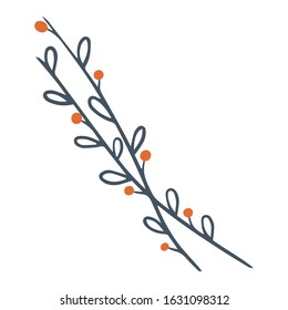 single flower, leaf, plant, twig. Vector. doodle. Isolated on a white background. for design, cards, invitation