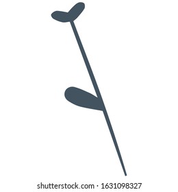 single flower, leaf, plant, twig. Vector. doodle. Isolated on a white background. for design, cards, invitation
