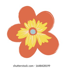 Single flower, leaf, plant, twig. Vector. doodle clipart. Isolated on a white background. For design, cards, invitation, decoration, stickers.