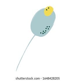Single flower, leaf, plant, twig. Vector. doodle clipart. Isolated on a white background. For design, cards, invitation, decoration, stickers.