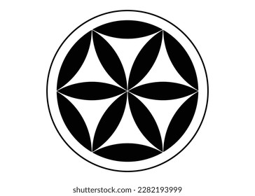 single flower of life black color vector for background logo icon 