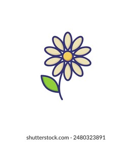 Single flower line icon. Gerber, petals, decoration. Spring concept. Vector illustration can be used for topics like garden, flora, nature