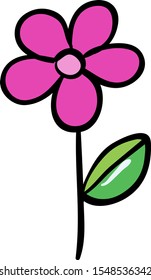 Single flower in pink color illustration