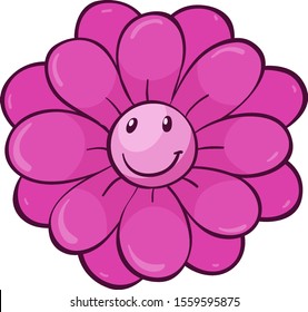Single flower in pink color illustration