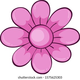 Single flower in pink color illustration