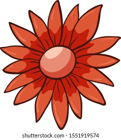 Single flower in red color illustration