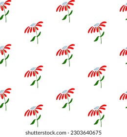 Single flower seamless pattern on white background for fabrics, textile, background, wrapping paper