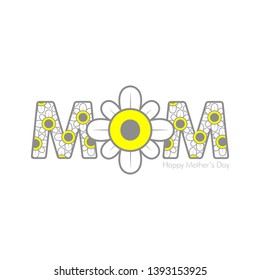 Single flower with text for Mother day - Vector