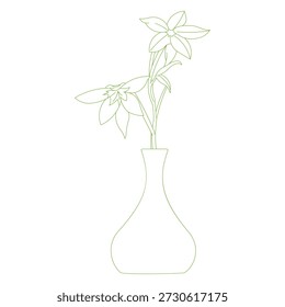 Flor única no vaso vetor de arte de linha mínima