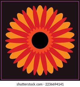 Einzelne Blume, Vektorgrafik oder Illustration einzeln auf dunklem Hintergrund für FrühjahrsWallpaper