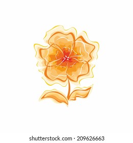 Single flower. Watercolor flower. Birthday card. Floral background.