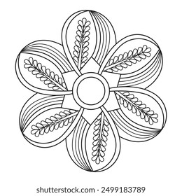 single flower wrapping paper mandala design coloring book page