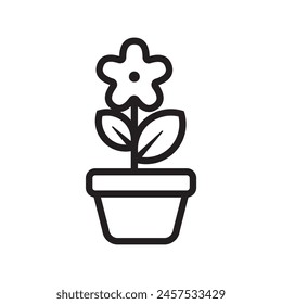 Single flowerpot icon with black line design on white background