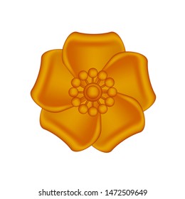 single flowers copper ornate isolated on white background, luxury flower petal copper simple, copper flowers object metal sculpture, illustration of deluxe copper flower, clip art flowers luxurious