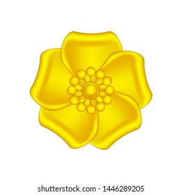 single flowers gold ornate isolated on white background, luxury flower petal gold simple, golden flowers object metal sculpture, illustration of deluxe golden flower, clip art flowers luxurious gold
