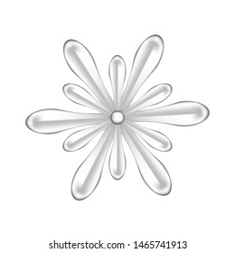 single flowers silver ornate isolated on white background, luxury flower petal silver simple, silver flowers object metal sculpture, illustration of deluxe silver flower, clip art flowers luxurious