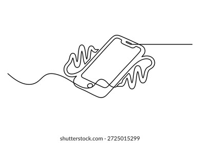 Ilustración mínima de un smartphone con un icono de compartir y conectividad