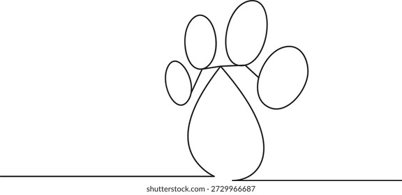 Sola línea de flujo de arte ilustración mínima de una pista de impresión de pata de perro