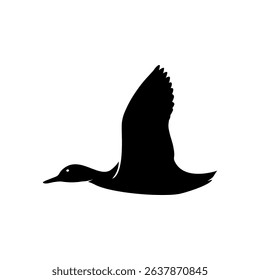 single flying duck vector silhouette
