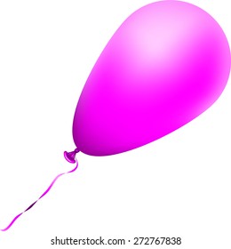 single flying pink balloon.  Vector illustration