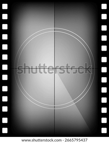 Single frame from 3x4 movie countdown with vintage filmstrip design and grunge effect. Ideal for old cinema intro, retro video cut, TV clip animation or classic film leader countdown