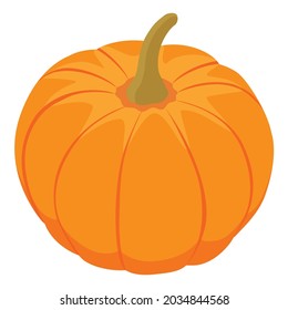 Single fresh orange pumpkin isolated on white background, isometric view. Vector