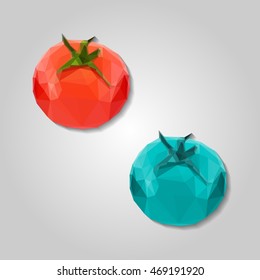 Single fresh tomato high resolution flat triangle polygon vector eps10