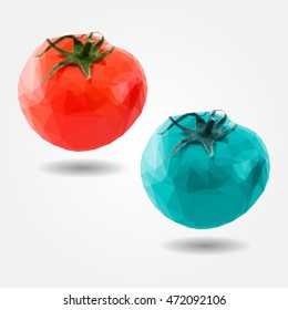 Single fresh tomato high resolution flat triangle polygon vector eps10