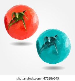 Single fresh tomato high resolution flat triangle polygon vector eps10