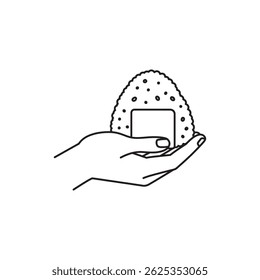 Single Freshly Made Rice Ball in Hand Representing Traditional Japanese Food