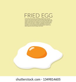 single fried egg isolated on yellow background with copy space