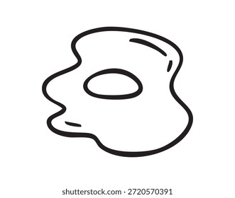 Einzelne gebratene Ei Umriss Doodle handgezeichnetes Symbol. Clipart-Symbol für Konturen von Linien. Vektorgrafik