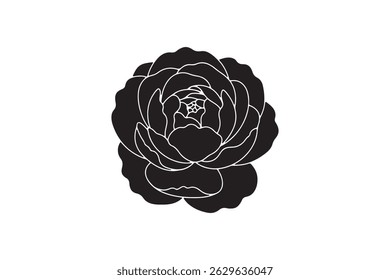 Silueta de flor de flor de flor de flor de flor completa - Vector de flor de silueta de rosa negra