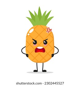 Single Fuming Pineapple Fruit Vector Illustration
