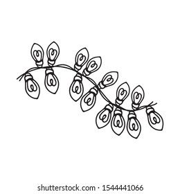 Single garland with bulbs. Vector isolated sketch icons.
