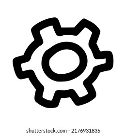single gear cog wheel icon hand drawn doodle outline vector template illustration collection for industry and business