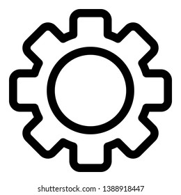 Single gear icon. Outline single gear vector icon for web design isolated on white background